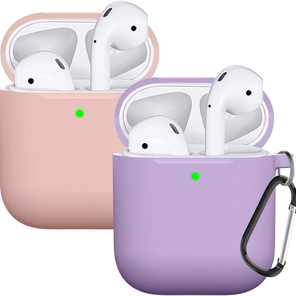Airpods skal skyddande fodral är kompatibel med Rosa Lila