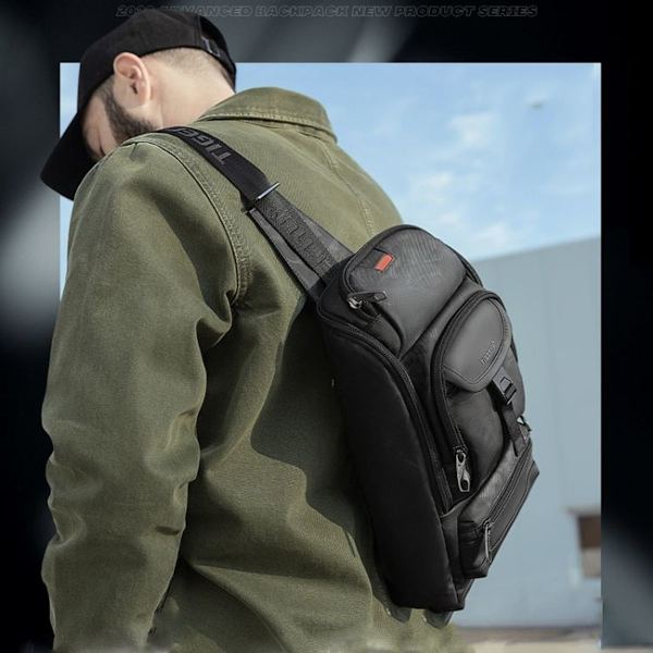 Tigernu T-S8182 Herr Sport Bröstväska Vattentät Messenger Axelväska (Svart)