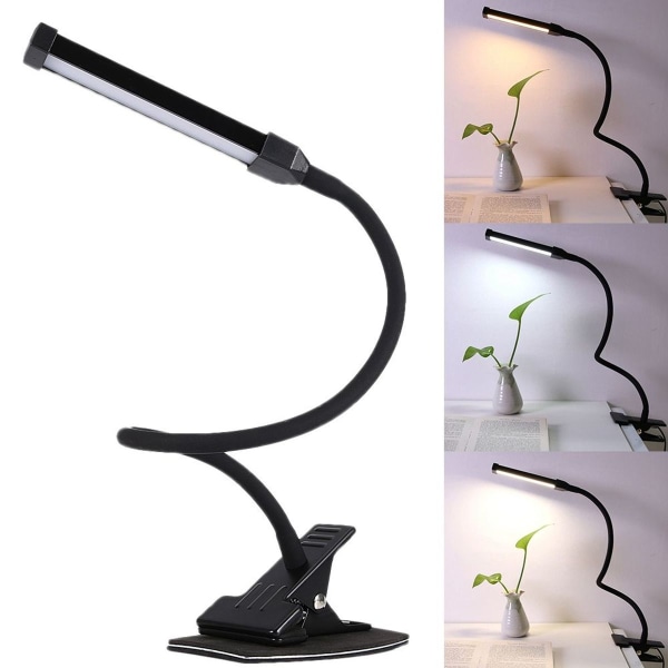 Moderne svart USB LED-skrivebordsnattlampe med klips KLB