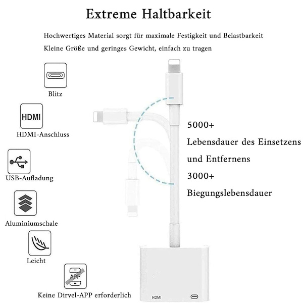Lightning Digital AV-adapter [Apple MFi-certificeret] Lightning til HDMI-synkronisering