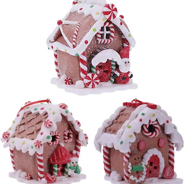 Miniature julebelyste peberkagehus ornamenter KLB