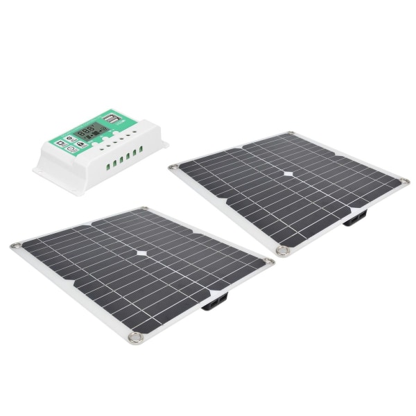 2stk 15W Solcellepanel 30A Solar Charge Controller Kabelsett KLB