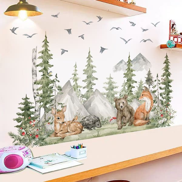Mountain Wall Stickers Large Tree Wall Stickers Peel and Stick Forest Tree Forest KLB