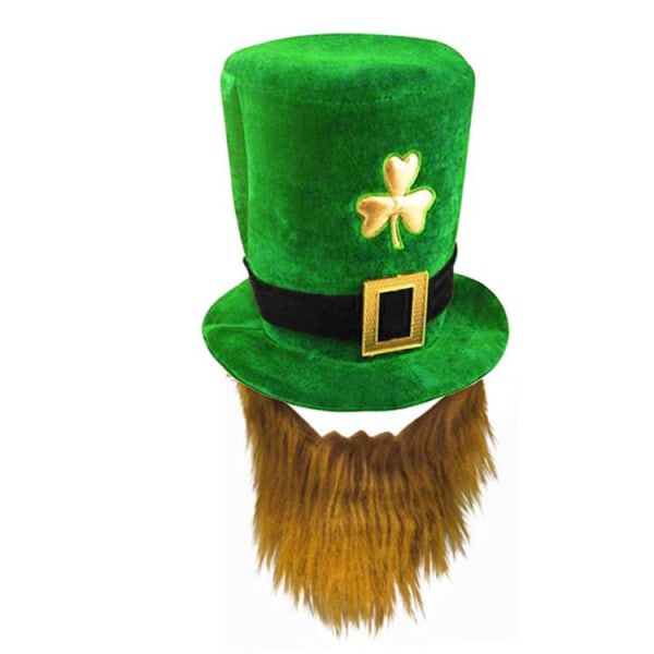 Leprechaun hat 24*20cm,grøn leprechaun,med skæg,kasket,hovedbeklædning,Irland,St.Patrick,lykkebringer,karneval,temafest