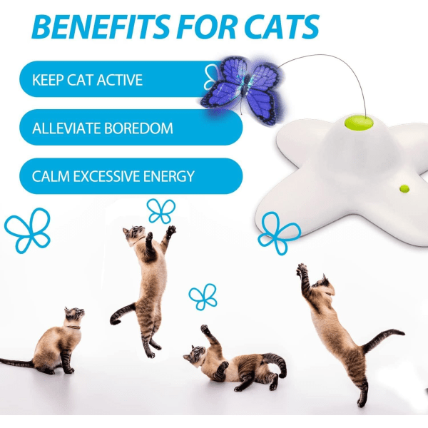 All for Paws Interaktiv Flutter Bug Katt Fjärilsleksak med Två Utbyten Automatisk Katt Flygande Leksaker för Inomhuskatter (1 Pack)