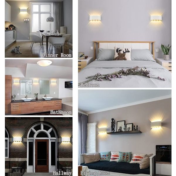 Inomhus LED-vägglampa, modern 8W vit vattentät aluminium inomhus/utomhus LED-vägglampa för sovrum hem hall vardagsrum