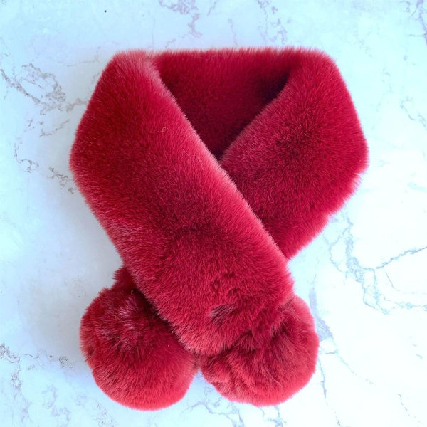 Fleece Halsduk för Pojkar och Flickor, Varm Vinter Halsduk för Barn, Röd