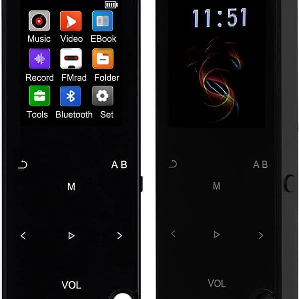MP3-spiller med hodetelefoner, FM-radio, diktafon, mini-design