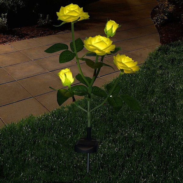 Solcellslampor i form av blommor för gul trädgårdsdekoration KLB