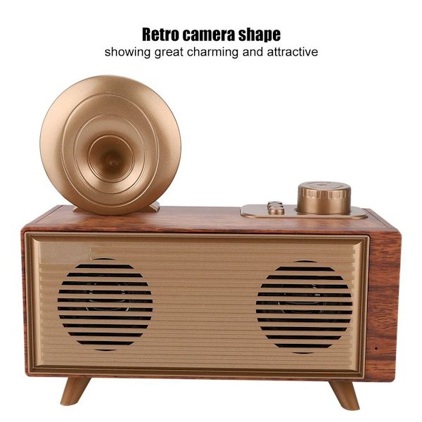 Wisenovo AS50 Bärbar Retro Trä Trådlös Dubbelhögtalare KLB
