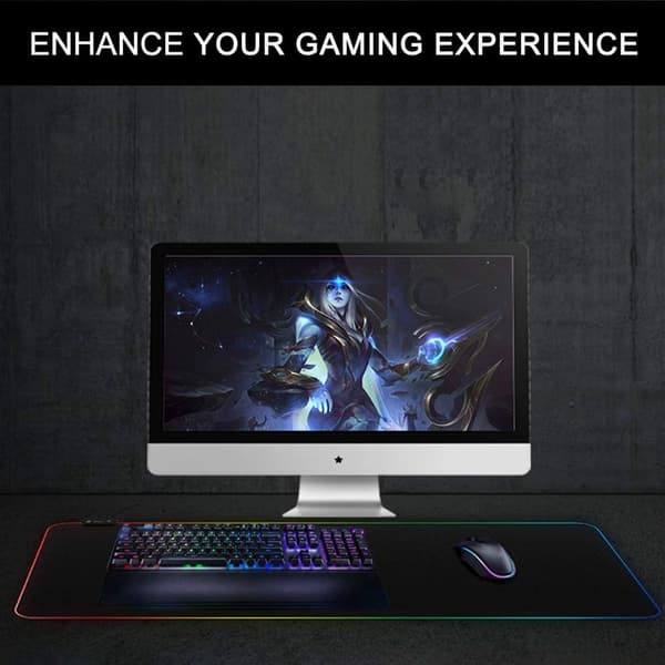 REAWUL RGB Gaming Musematte Stor - 7 LED-farger 14 Lysmoduser Gaming