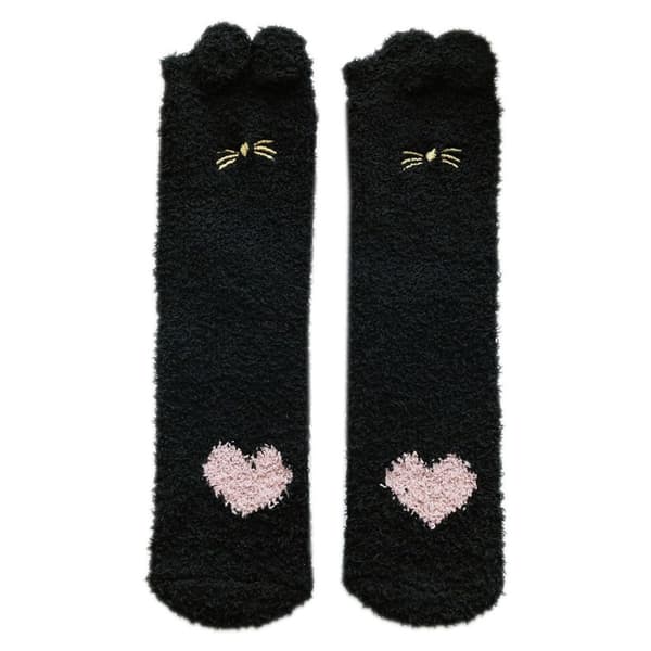 Fluffy sko og sokker, Fluffy Microfiber Crew Socks, Black KLB