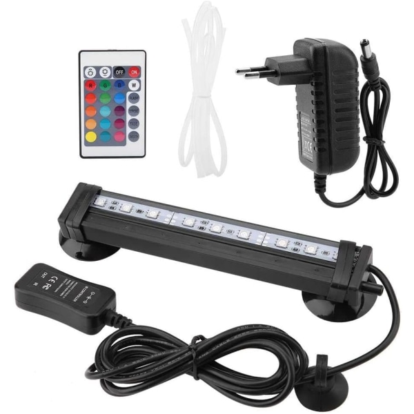 Fisketank Boblelys IP68 Vanntett Akvarium Nedsenkbar Undervannslys LED-lampe Fargeskiftende Bar med 24-tasters Fjernkontroll (16cm)