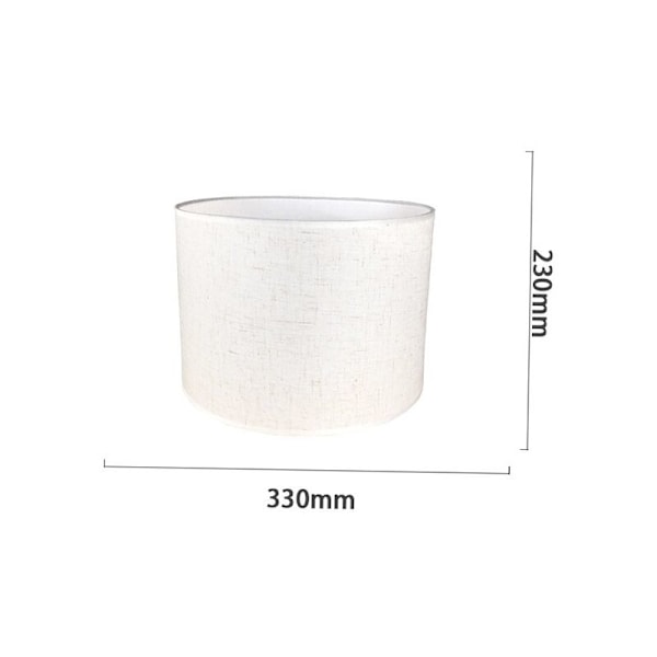 Handgjord cylindrisk lampskärm i linnetyg, för bordslampa, pendellampa, golvlampa (vit, diameter 33 cm x höjd 23 cm) KLB