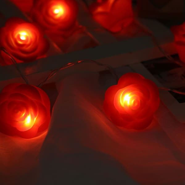 10 LED-lampor Realistiska Rosblad 1,5m/4,9ft Ljusslingor för KLB