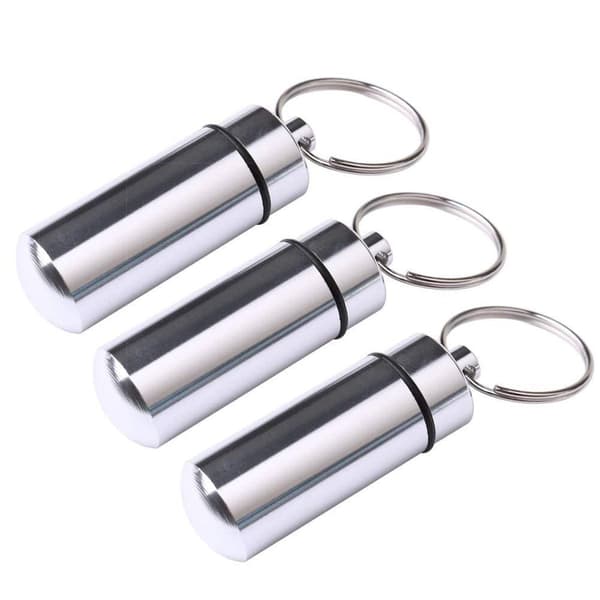 Pakke med 3 vanntette medisinbokser i aluminium