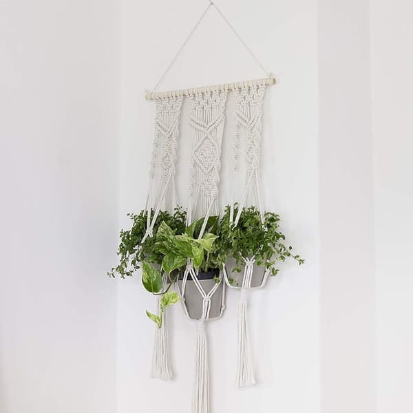 QueHouse Macrame Garn Blomkruka Dekoration - Väggdekoration Boho Blom KLB