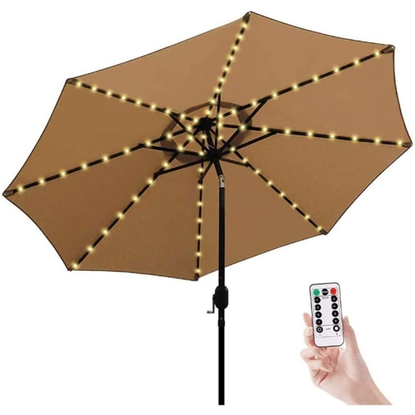 Paraplylampor för uteplats, 104 LED-lampor för parasoll, 8 Fairy Modes med fjärrkontroll Dekoration Balkong, Trädgård, Terrass