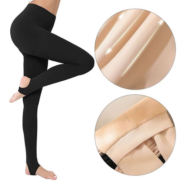 Vinter termiske tights med høj talje og elasticitet, uigennemsigtig, sort KLB