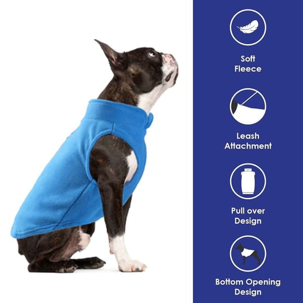 Varm pullover fleece hundetrøje med O-ring snor - Vinterblå