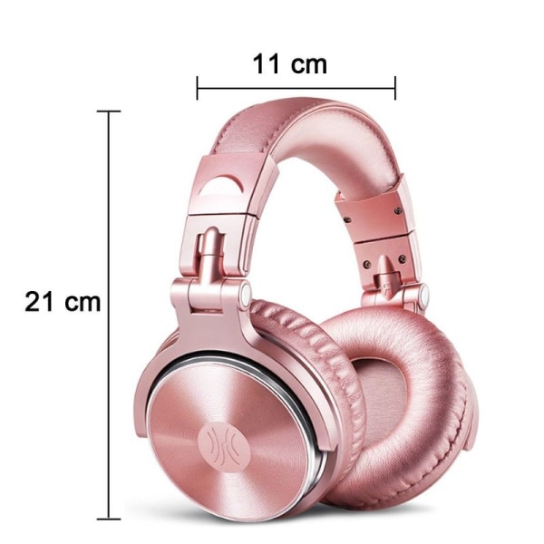 Over-ear hovedtelefoner med kabel, 50 mm driver, baslyd, rosa guld