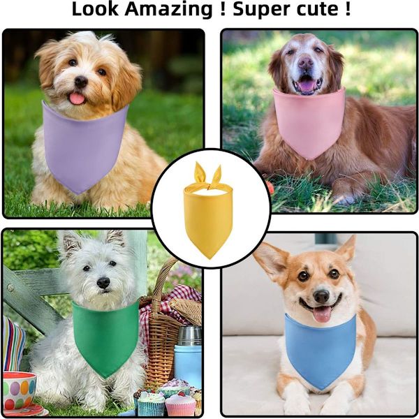 Hunde bandanaer, vaskbare trekantede bomulds reversible hundetørklæder, gul
