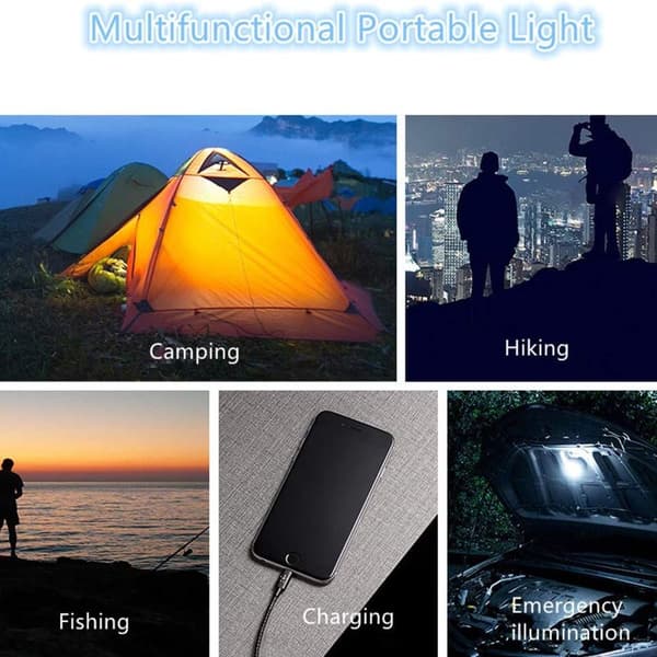 1 oppladbar camping solcellelykt, bærbar mini LED solcellelykt, 2000mA