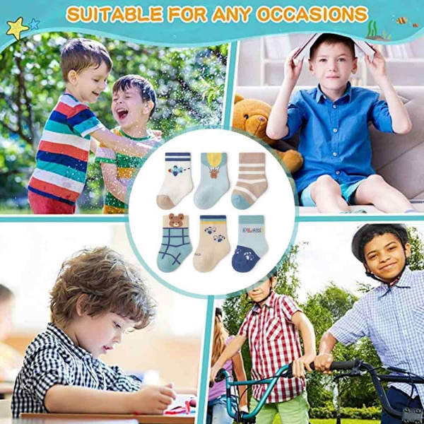 6 par/låda blå höstbebisbjörn med tecknad tryck, 6-8cm KLB