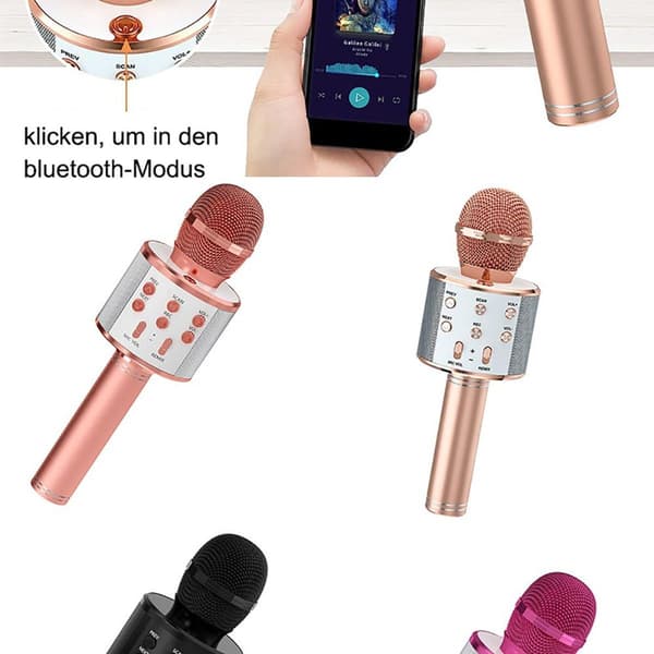Karaoke-mikrofon, trådlös Bluetooth-mikrofon för barn, roliga presenter,