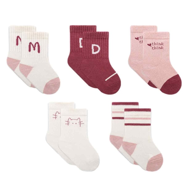 1 set barnsockar rosa tecknade kattstrumpor S KLB