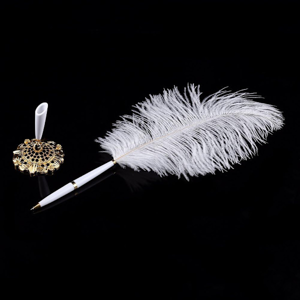 Strutsfjærpenn Deluxe Swan Skrivepenn Bryllup Quill Signering