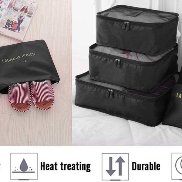 6 i 1 Resväska Organizer Set, Olika Storlekar Kuber, Vattentät