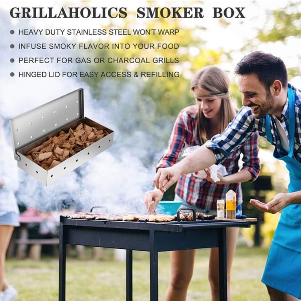 Premium grillrøykerboks for flis, robust BBQ-komfyrrøykerboks, tykk