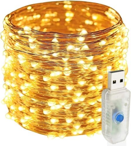20m 200 LED fe-lys, 8 modes vandtætte USB fe-lys, varm hvid