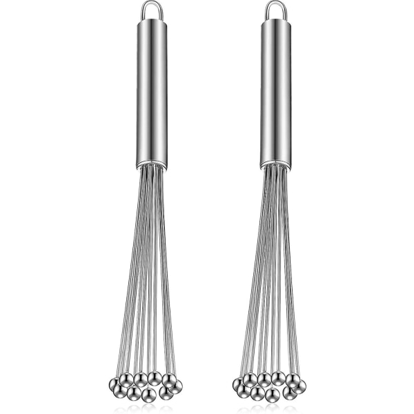 2 stk. rustfrit stål kuglepiskeris sæt køkkenpiskeris til madlavning, blanding, piskning, slåning, omrøring (12 tommer)