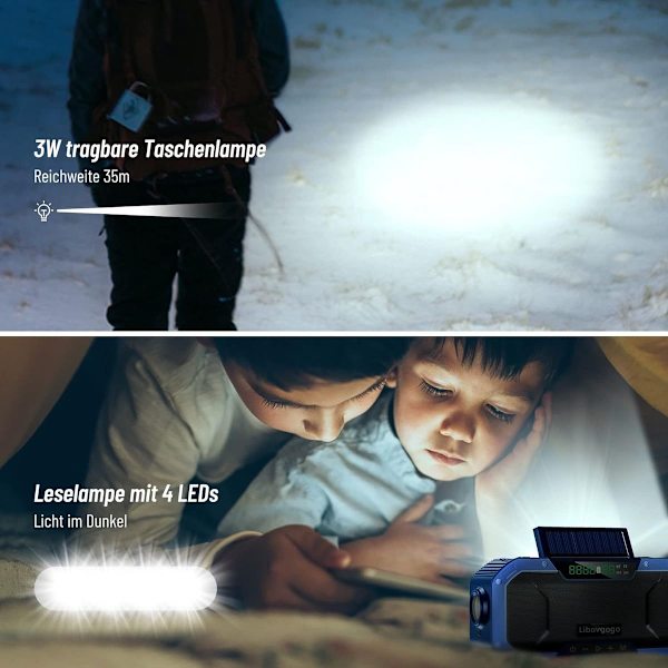 Hätäradio, Vedenkestävä Bluetooth-kaiutin, Kannettava AM/FM Aurinkokäyttöinen Käsikäyttöinen Radio