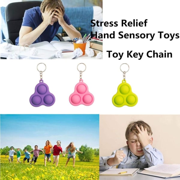 Mini Fidget Simple Dimple Legetøj Mini Nøglering Tidlig Malm Pink&Grøn&Lilla-3 KLB