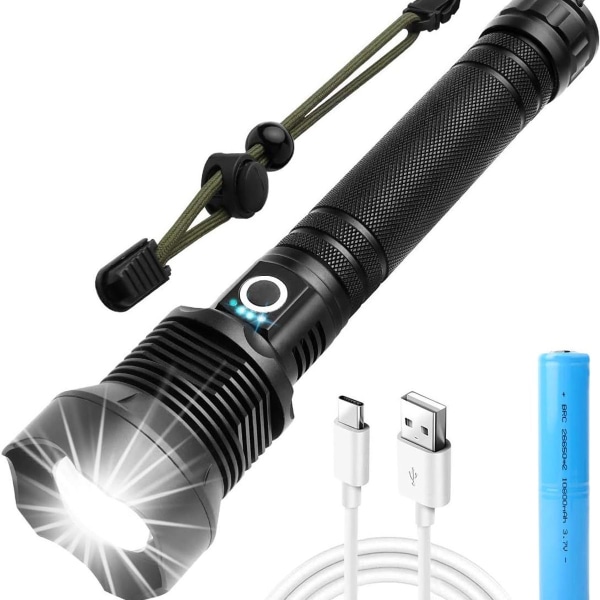 Genopladelig LED-lommelygte, taktiske lommelygter med høj lumen KLB
