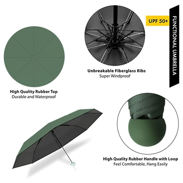 Ultra -Light Mini Rain Paraply -kapseletui -5 -mørkegrøn KLB