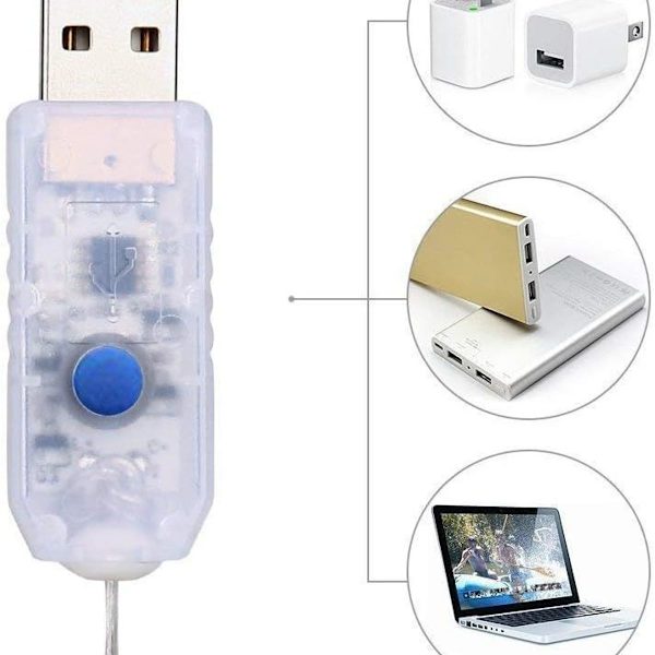 LED-gardinlampor 1,5 m x 0,5 m USB 48 LED-stjärnljus