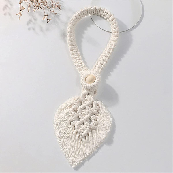 Sæt med 2 håndlavede boheme gardinholdere med macrame-blad til gardindekoration