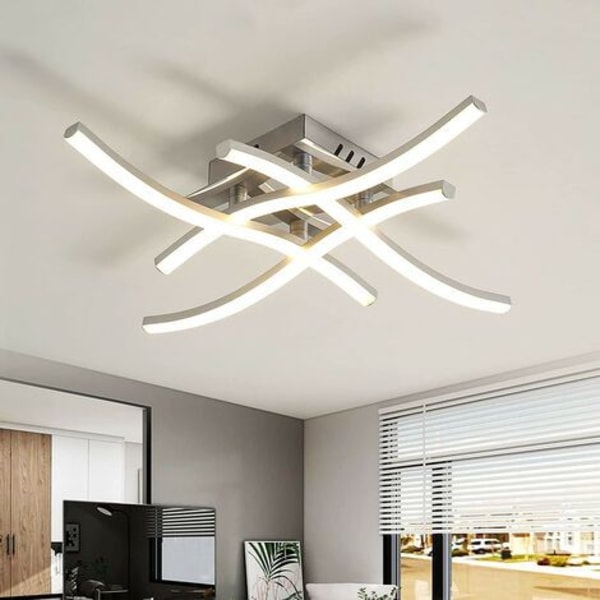 Hofuton Moderne LED-loftslampe, LED-lysestage med 4 bølgeformede lys, 24W 2200Lm loftsbelysning til stue, badeværelse, gang, soveværelse