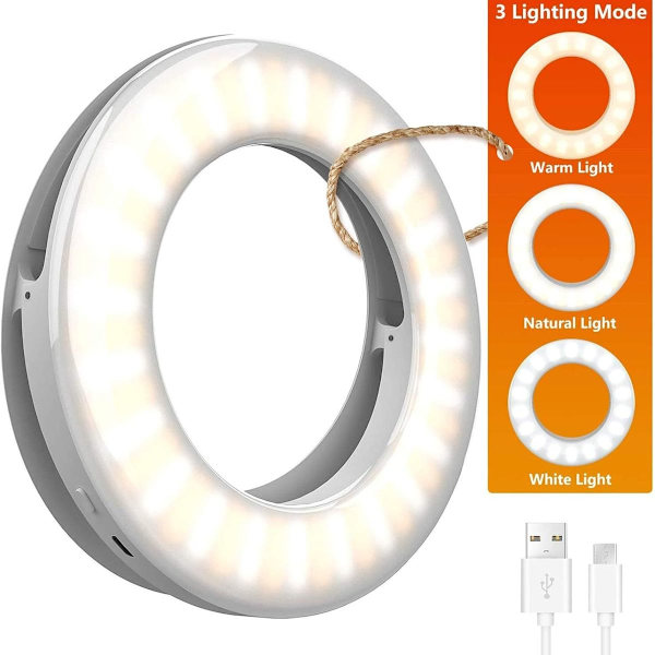 Selfie-valo matkapuhelimeen, 20 LED-rengasvalo, kaukosäädin, USB-ladattava KLB