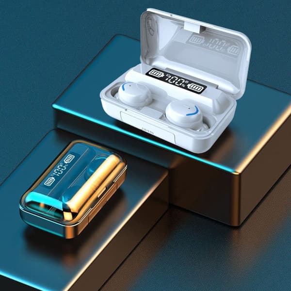 Trådløse Bluetooth 5.1 IPX5 Vanntett Ørepropper Hodetelefoner Hvit
