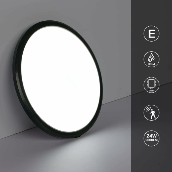 LED-taklampe med bevegelsessensor 24W, moderne kjølig hvit innendørs taklampe rund LED-taklampe for korridorer garasjer trapper innganger KLB