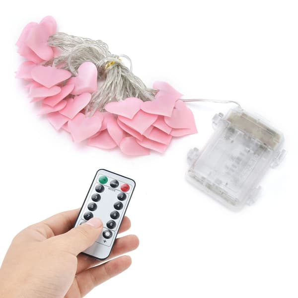 40 LED-lys, rosa, hjerteformet stemningsbelysning for KLB