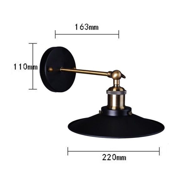 Vintage vägglampa kreativ vägglampa roterbar metall vägg svart 1 KLB
