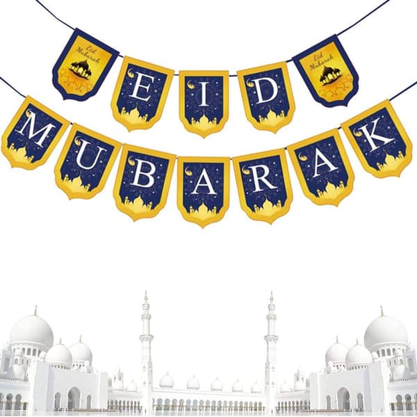 Sæt Eid Mubarak Ramadan festdekoration, Eid Mubarak banner Ramadan flagranke KLB