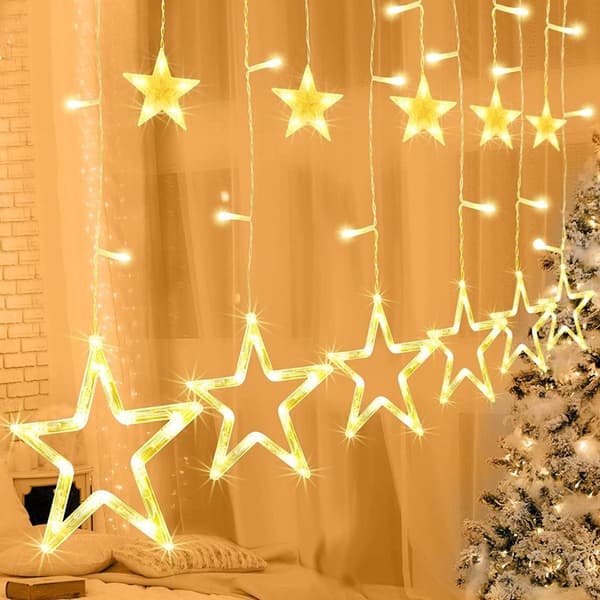 Julelys Stjerner 138 LED 8 Tilstande Lysgardin Indendørs/Udendørs IP65 KLB