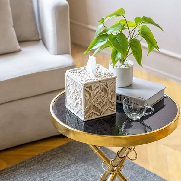 Servietboksbetræk, Boho Square Macrame Servietholder til
